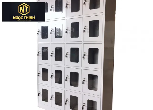 Tủ locker-Tủ sắt sơn tĩnh điện 20 khoang 20C5K cánh kính Tủ locker-Tủ sắt sơn tĩnh điện 20 khoang 20C5K cánh kính